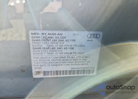 2017 Audi Q3 Prestige z USA, uszkodzony, nr VIN WA1GCCFS0HR014353